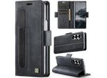 Custodia In Pelle Per Samsung Galaxy Z Fold 7, Protezione Rfid, Chiusura Magnetica, Slot Per Carte E Supporto Nero