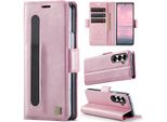Custodia In Pelle Per Samsung Galaxy Z Fold 7, Protezione Rfid, Chiusura Magnetica, Slot Per Carte E Supporto Rosa