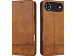 Custodia Iphone 17 Air, Portafoglio Con Chiusura Magnetica E Supporto, Custodia Flip In Pelle Per Iphone 17 Air Marrone