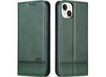 Custodia Per Iphone 15, Portafoglio Con Chiusura Magnetica E Supporto, Custodia In Pelle Flip Per Iphone 15 Verde