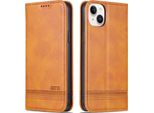 Custodia Per Iphone 15, Portafoglio Con Chiusura Magnetica E Supporto, Custodia Flip In Pelle Per Iphone 15 Marrone