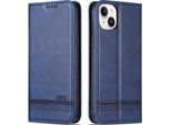 Custodia Per Iphone 15, Portafoglio Con Chiusura Magnetica E Supporto, Custodia In Pelle Flip Per Iphone 15 Blu