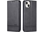 Custodia Per Iphone 15, Portafoglio Con Chiusura Magnetica E Supporto, Custodia In Pelle Flip Per Iphone 15 Nero