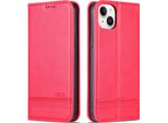 Custodia Per Iphone 15, Portafoglio Con Chiusura Magnetica E Supporto, Custodia In Pelle Flip Per Iphone 15 Rosa