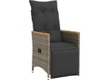 Vidaxl Poltrona Da Giardino Con Cuscino 2 Pz. Regolabile In Poly Rattan Grigio
