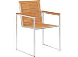 Vidaxl Sedie Da Giardino 4 Pz. Legno Massiccio Di Acacia E Acciaio Inox
