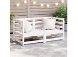 Divani Da Giardino Angolari 2 Pz. Legno Di Pino Massiccio Bianco