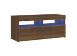 Mobile Tv Con Luci Led Effetto Rovere Marrone 90X35X40 Cm