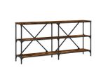 Tavolo Consolle Rovere Fumé 160X30X75 Cm Materiale A Base Di Legno E Ferro