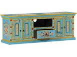 Vidaxl Mobile Tv Blu 110X30X40 Cm In Legno Massiccio Di Mango