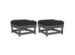 Sgabello Da Giardino Con Cuscino 2 Pz. Legno Di Pino Massiccio Grigio