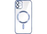 Custodia In Silicone Magsafe Apple Iphone 11 Protezione Fotocamera Cornice Cromata Blu