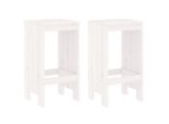 Sgabello Da Bar 2 Pz. Bianco 40X36X75 Cm In Legno Di Pino Massiccio