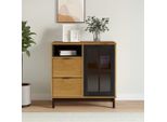 Vidaxl Credenza Con Anta In Vetro Flam 80X40X80 Cm In Legno Di Pino Massiccio
