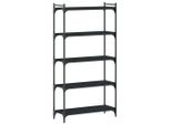 Libreria 5 Ripiani Nera 80X30X154 Cm In Materiale Ligneo