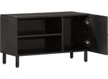 Mobile Tv Nero 80X31X46 Cm In Legno Massiccio Di Mango