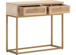 Vidaxl Tavolo Consolle 90X30X76 Cm In Legno Massiccio Di Mango E Ferro