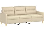 Vidaxl Divano 3 Posti Crema 180 Cm In Tessuto
