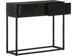 Vidaxl Tavolo Consolle Nero 90X30X76 Cm In Legno Massiccio Di Mango E Ferro