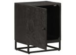 Syfax™ Comodino Nero 40X30X50 Cm In Legno Massello Di Mango E Ferro