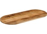 Piano Del Tavolo 140X50X3,8 Cm Ovale Legno Di Mango Massiccio Grezzo