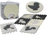 Morbido Tappetino Per Puzzle In Schiuma Eva Educativa A Contrasto, Grigio, 28 Pezzi.