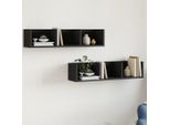 Vidaxl Armadi A Muro 2 Pezzi Nero 75X18X16,5 Cm Materiale Legno