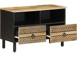 Vidaxl Mobile Tv Nero 70X33,5X46 Cm Legno Di Mango Grezzo