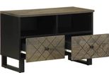Vidaxl Mobile Tv Nero 70X33X46 Cm In Legno Massiccio Di Mango