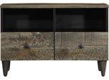 Vidaxl Mobile Tv Grigio Chiaro 70X33,5X46 Cm In Legno Massiccio Di Mango
