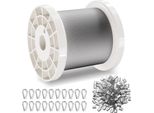 Set Di Funi Metalliche Vevor, Ф1,59Mmx100,6M, Cavo In Acciaio Inox 304 Con 80 Manicotti E 20 Ditali, Carico Di Rottura 2Kn, 7X7 Trefoli, Qualità Marina Aeronautica
