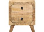 Vidaxl Comodino 40X32X46 Cm Legno Massiccio Grezzo Mango