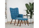 Vidaxl Poltrona Relax Con Sgabello In Velluto Blu