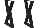 Vidaxl Gambe Del Tavolo Da Pranzo 2 Pezzi Nero 50X(72-73,3) Cm Acciaio