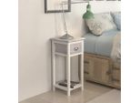 Comodino Con 1 Cassetto Grigio/Bianco