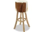 Sgabello Da Bar In Vera Pelle E Legno Massiccio Di Teak