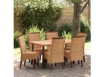 Vidaxl Sedie Da Pranzo 6 Pz. Rattan Naturale Marrone