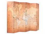 Divisorio Pieghevole 228 X 170 Cm Mappa Del Mondo Giallo