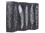 Vidaxl Divisorio Pieghevole 228 X 170 Cm Piume Bianco-Nero