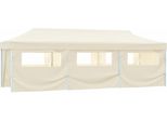 Tenda Pieghevole Pop-Up Per Feste Con 8 Pareti Laterali 3 X 9 M Crema