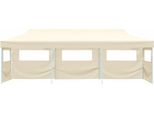 Tenda Pieghevole Pop-Up Per Feste Con 5 Pareti Laterali 3X9 M Crema