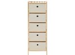 Vidaxl Cassettiera In Vimini Con 5 Cesti In Tessuto Legno Di Cedro Beige
