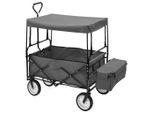 Vidaxl Carrello Manuale Pieghevole Con Tettuccio Parasole Grigio Acciaio