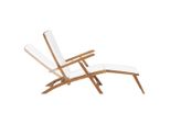 Sedia A Sdraio Con Cuscino In Teak Massiccio Bianco Crema
