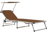 Lettini Pieghevoli Con Tetto 2 Pz. Alluminio Textilene Marrone