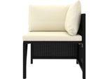 Divano Angolare Modulare Con Cuscini In Poly Rattan Nero