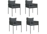 Vidaxl Sedie Da Giardino Con Cuscini 4 Pezzi Nero 54X61X83 Cm Poly Rattan