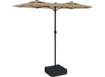 Vidaxl Ombrellone Doppio Con Luci Led Taupe 316X145 Cm