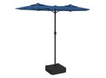 Vidaxl Ombrellone Doppio Con Luci Led Azzurro 316X145 Cm