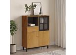 Vidaxl Credenza Con Porta In Vetro Flam 92X40X122,5 Cm In Legno Di Pino Massiccio